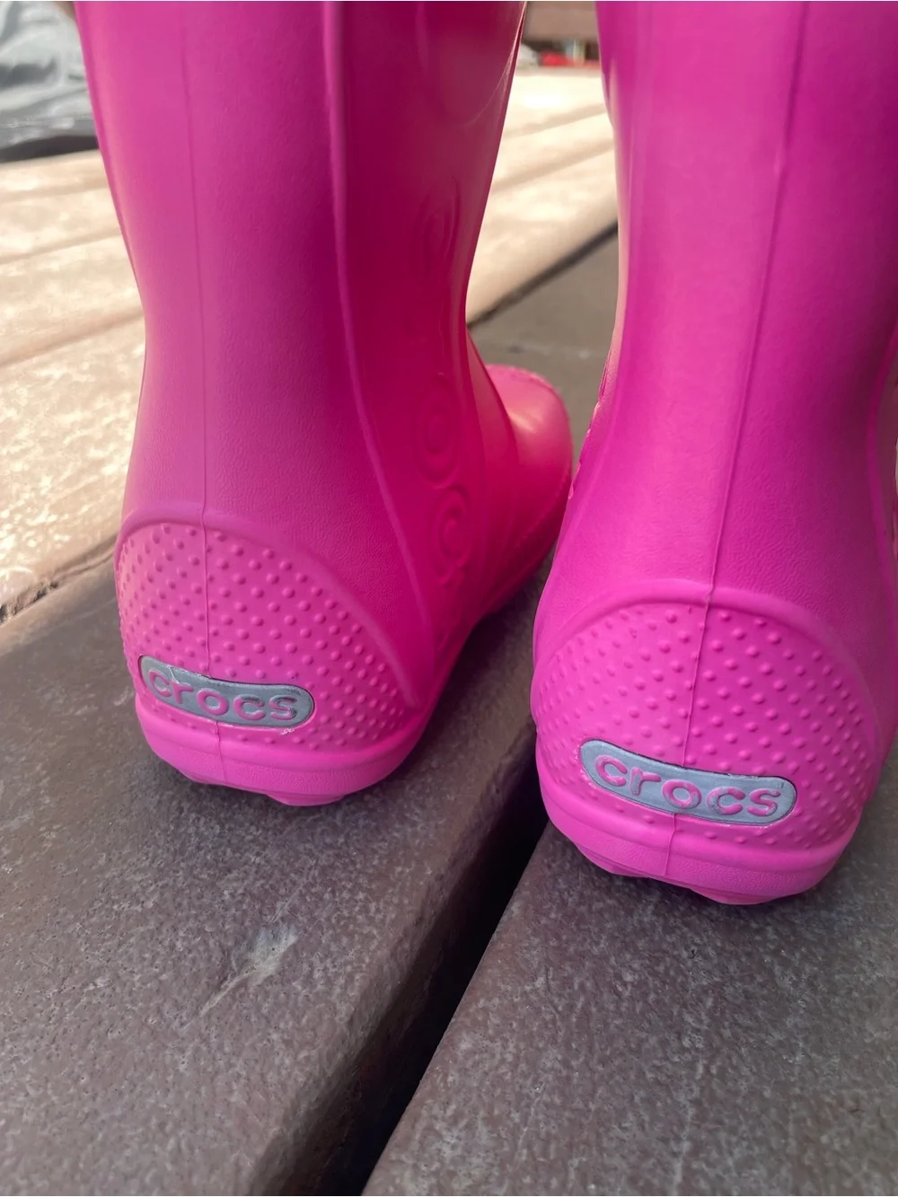 CROCS Toddler 7 Bright Pink Handle Rain Boots